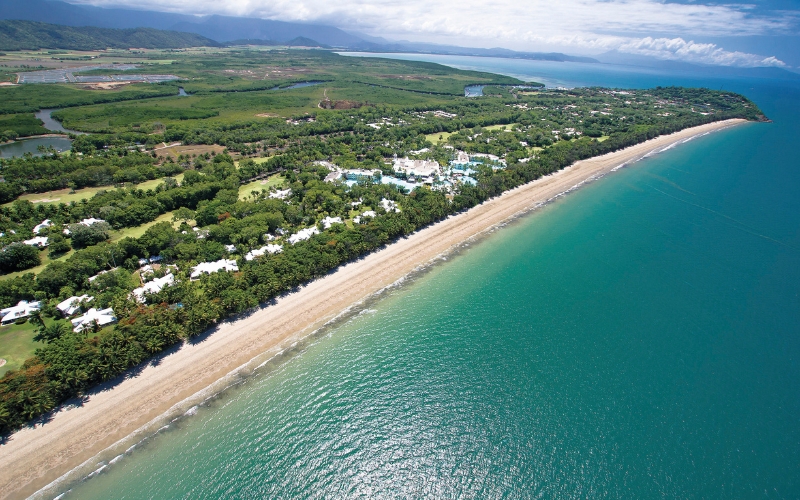 ariel photo of port douglas four mile beach