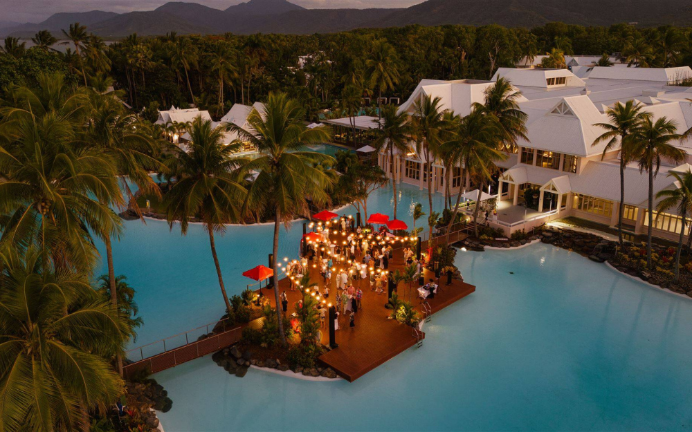ariel shot of taste of port douglas at the sheraton mirage