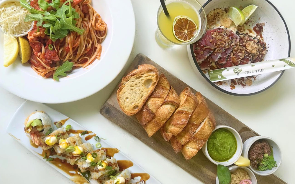 bread, sushi, pasta, tuna tartare and more from the surfy in port douglas